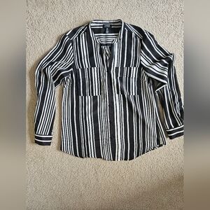 Jones New York Black and White Striped Women's Shirt